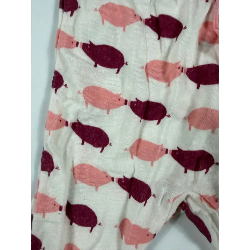 Kickee Pants Natural Pigs Ruffle Footie Bamboo Pajamas 0-3 Months